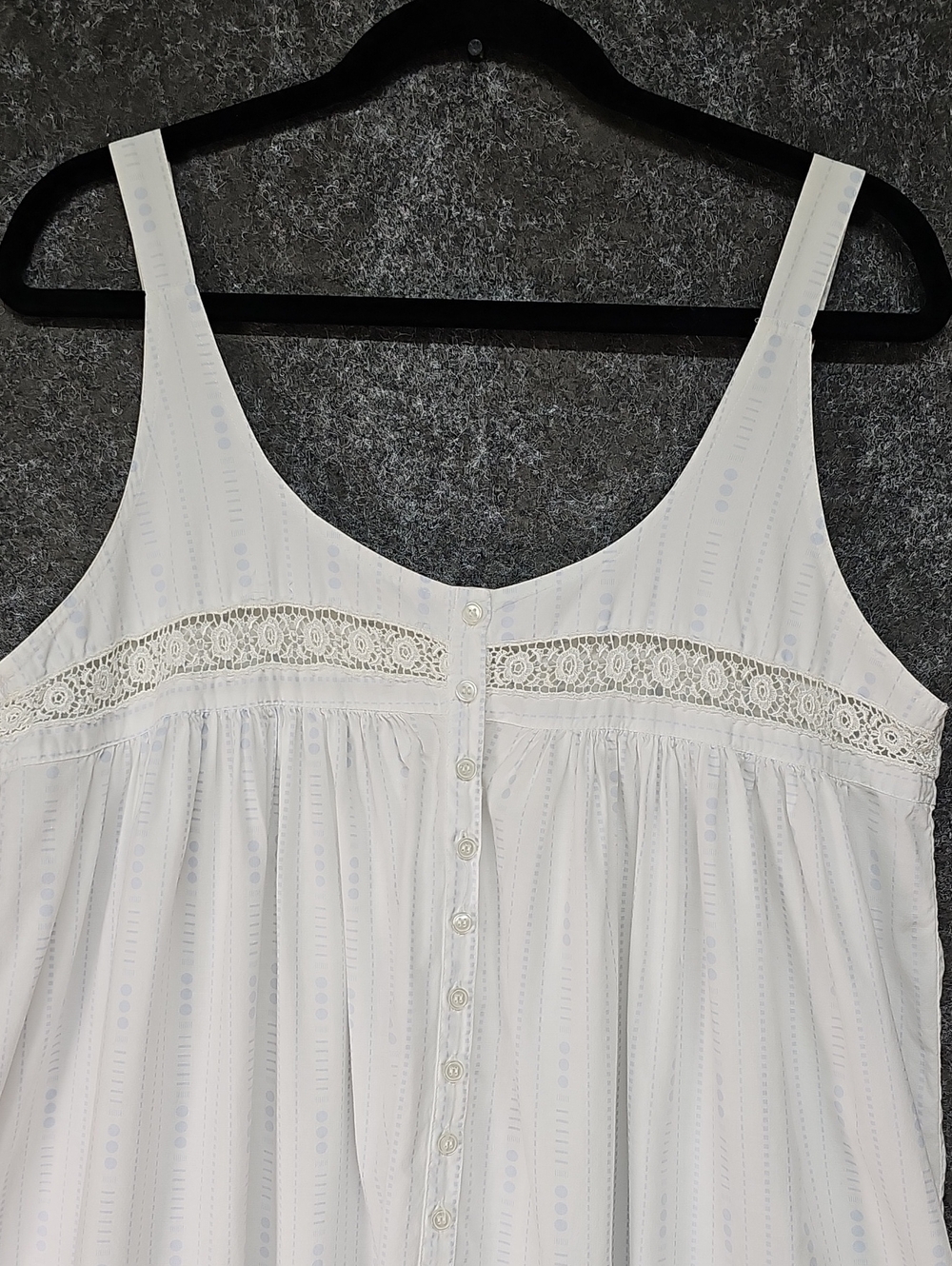 Vintage 90s Victoria Secret Prairie Gown, Cotton, White Blue, Generous SZ Large - Picture 2 of 13